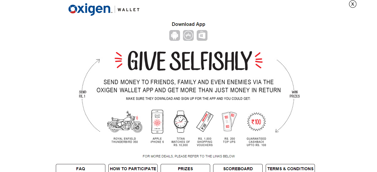 Give selfishly   Oxigen wallet
